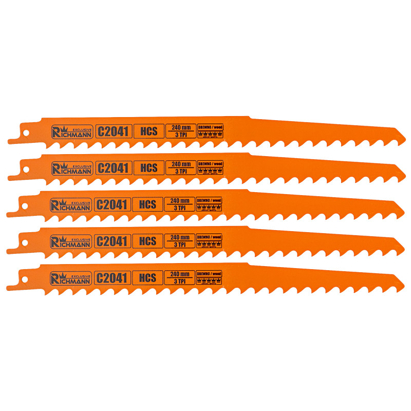 Zobenzāģa asmeņi koksnei 240 mm HCS 3 TPI 5 gab. 