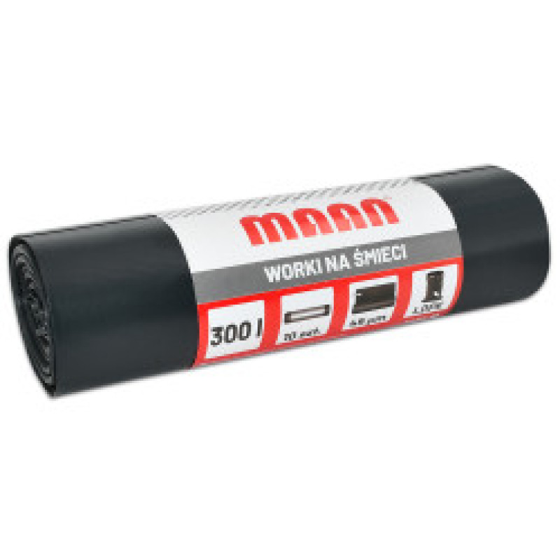 Atkritumu maisi 300 L 45mic 10gab. melni Maan