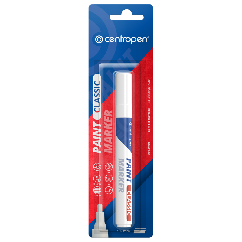 Centropen marķieris blisterī balts
