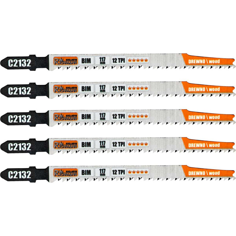 Figūrzāģa asmeņi kokam BIM 117mm 12 TPI SU, 5 gab.  Richmann