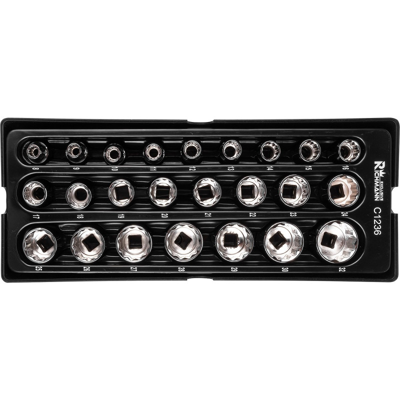 Muciņu komplekts 8-32mm, 1/2'', 12 kanšu 24 elementi