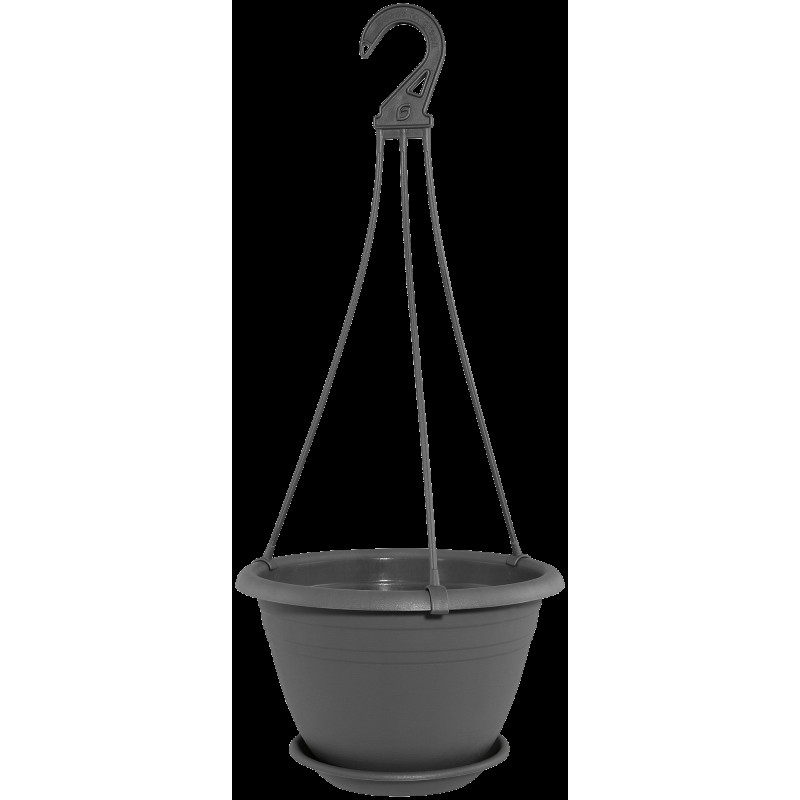 Iekarināms puķu pods plastmasas 24cm - Antracīts, Geli