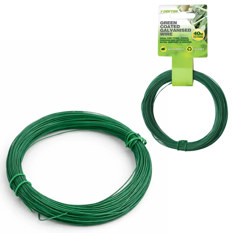 Cinkota stieple ar zaļu PVC pārklājumu 0.75mm 40m